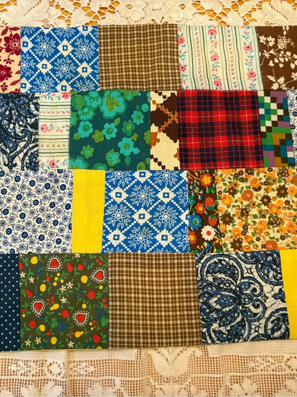 Handmade Patchwork Placemats ♥️ Set of 4 Multicolor Floral & Plaid